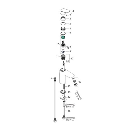Baterie lavoar Hansgrohe, Logis 100, crom [2]