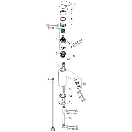 Baterie lavoar Hansgrohe, Logis 100, cu ventil, crom [3]
