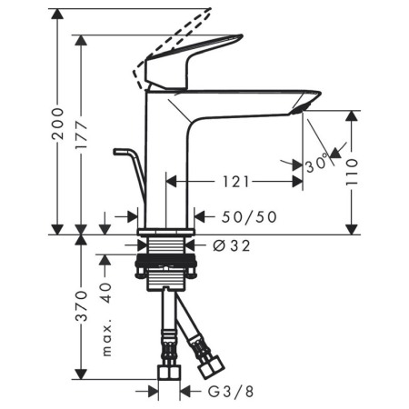 Baterie lavoar Hansgrohe, Logis Fine 110, cu ventil, crom [1]