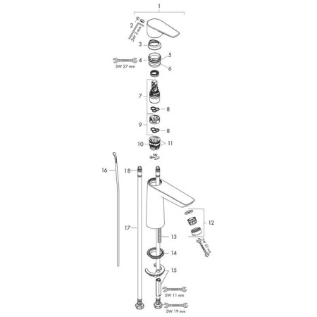 Baterie lavoar, Hansgrohe, Talis E 110, cu ventil click clack, alb mat [2]