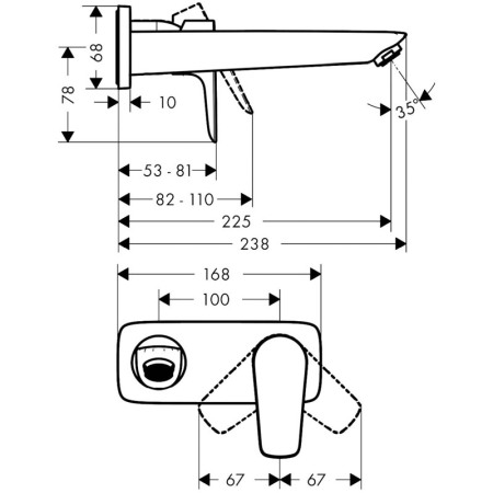 Baterie lavoar Hansgrohe, Talis E, montaj pe perete, 22.5 cm, alb mat [1]