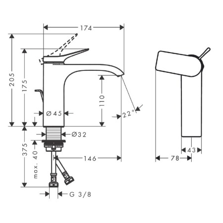 Baterie lavoar, Hansgrohe, Vivenis 110, CoolStart, cu ventil, crom [1]