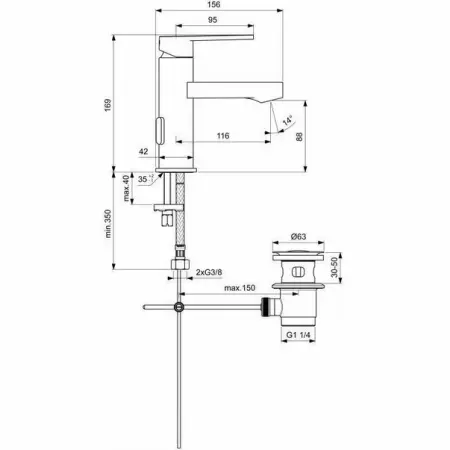 Baterie lavoar Ideal Standard Gio cu ventil pop-up [1]