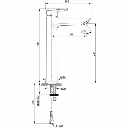 Baterie lavoar Ideal Standard Tesi inalta fara ventil [2]