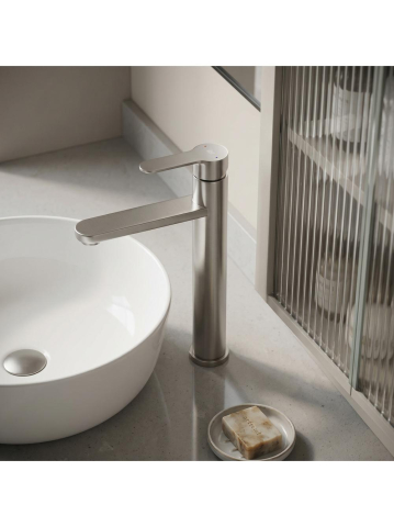 Baterie lavoar Rea Arcos Nickel Periat 290 mm montaj pe blat PVD [6]