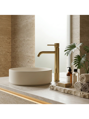 Baterie lavoar inalta Rea Lungo Stripe auriu periat  [8]