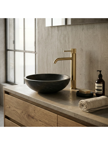 Baterie lavoar inalta Rea Lungo Stripe auriu periat  [9]