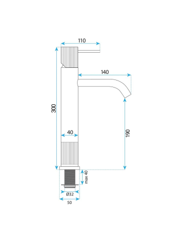 Baterie lavoar inalta Rea Lungo Stripe auriu periat  [10]