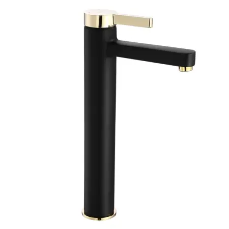 Baterii baie - Baterie lavoar inalta Rea Polo monocomanda negru - auriu