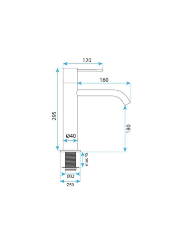 Baterie lavoar Rea Venti cupru periat PVD 295mm montaj blat [10]