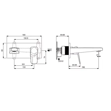 Baterie lavoar incastrata cu monocomanda Ideal standard Ceraplan fara corp incastrat [3]