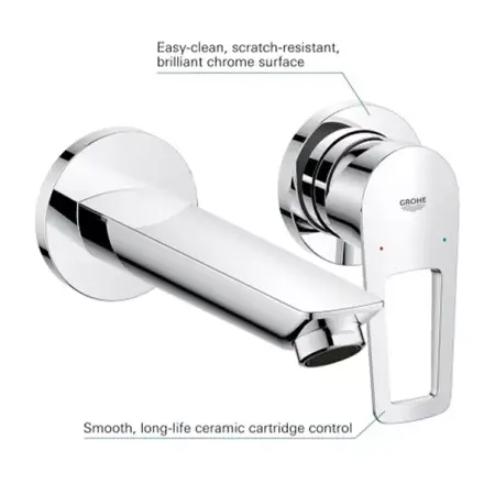 Baterie lavoar incastrata Grohe BauEdge crom cu corp incastrat inclus [6]