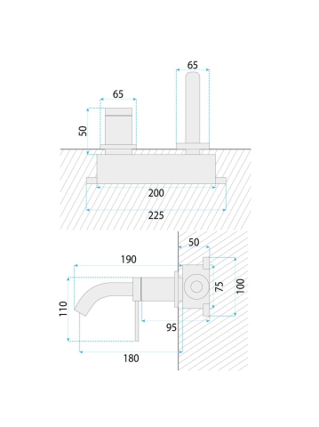 Baterie lavoar incastrata Rea Clif cupru periat [6]