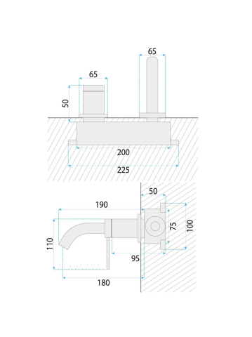 Baterie lavoar ingropata Rea Clif Titan PVD 200mm JS-W022GG [11]