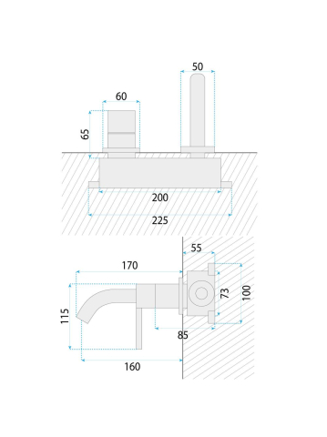 Baterie lavoar incastrata Rea Foster auriu periat [5]