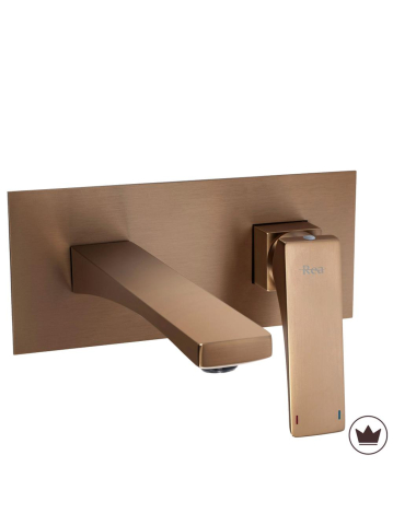 Baterii lavoar - Baterie lavoar perete Rea Premium Joe cupru periat PVD 170 mm montaj ingropat