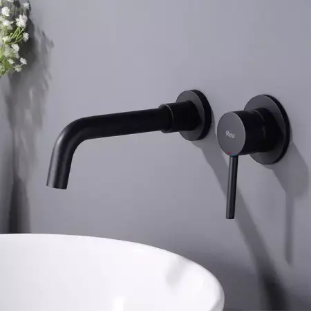 Baterie lavoar incastrata Rea Lungo negru mat cu corp ingropat [7]