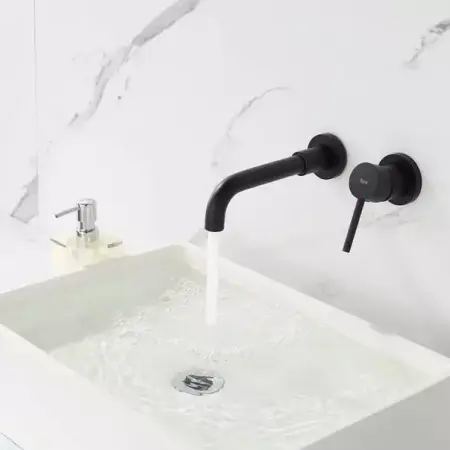 Baterie lavoar incastrata Rea Lungo negru mat cu corp ingropat [2]