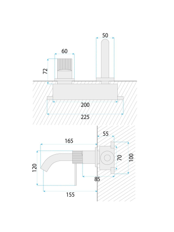 Baterie lavoar incastrata Rea Lungo Stripe auriu periat [7]