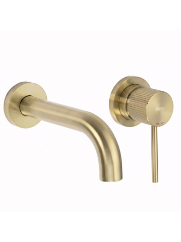 Baterii baie - Baterie lavoar incastrata Rea Lungo Stripe auriu periat