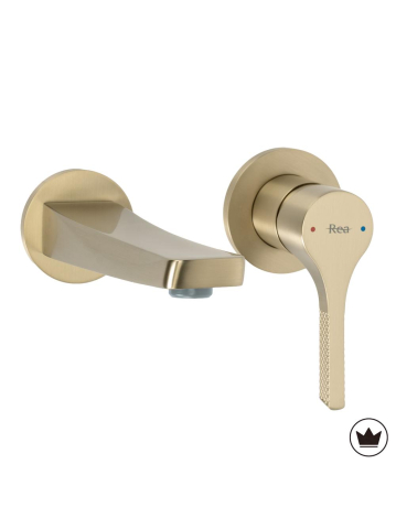 Baterii baie - Baterie lavoar incastrata Rea Maxim auriu periat BOX pipa 170mm PVD