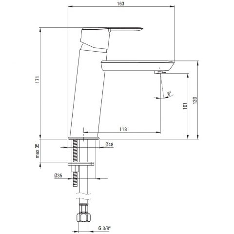 Baterie lavoar monocomanda negru Deante Arnika [5]