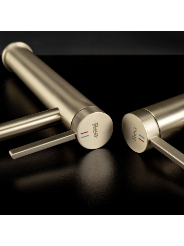 Baterie lavoar Rea Rivo auriu periat 165mm montaj blat PVD alamă [12]