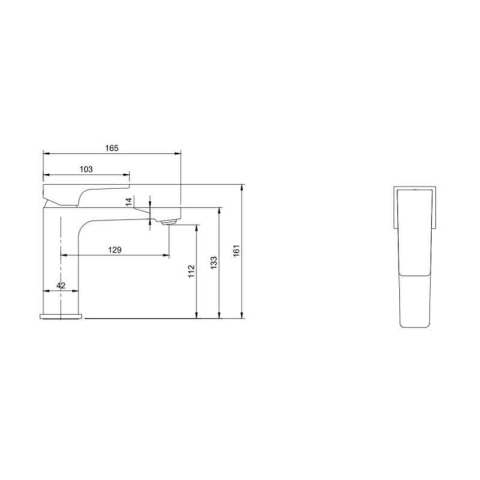 Baterie lavoar Villeroy & Boch, Architectura Square, fără ventil, negru mat [11]