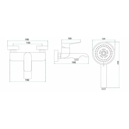 Baterie monocomanda pentru cada auriu Rea Dart [5]