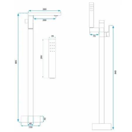 Baterie monocomanda pentru cada freestanding auriu periat Rea Tery [4]