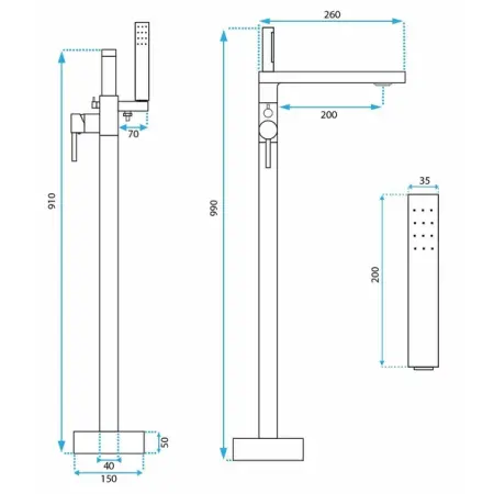 Baterie monocomanda pentru cada freestanding auriu Rea Aras [4]