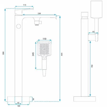 Baterie monocomanda pentru cada freestanding periat Rea Clark [4]