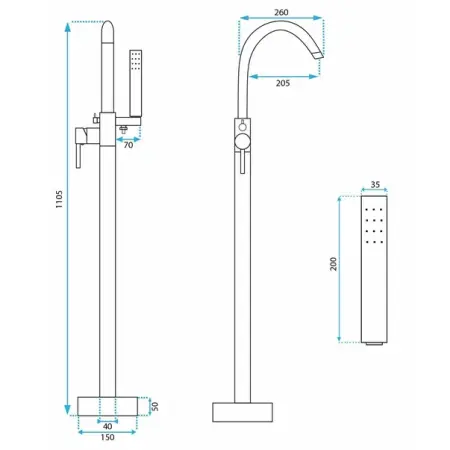 Baterie monocomanda pentru cada freestanding Rea Clark [5]
