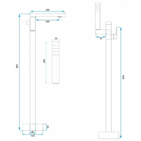 Baterie monocomanda pentru cada freestanding Rea Flores [4]