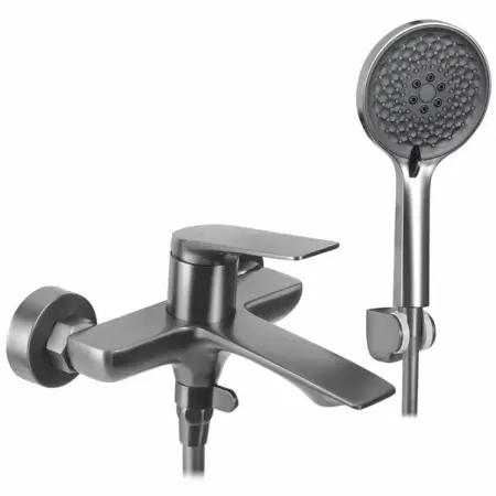 Baterii cada - Baterie monocomanda pentru cada gri periat Rea Avalon