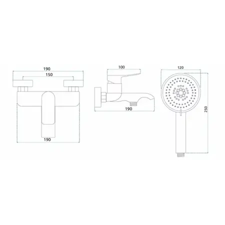 Baterie monocomanda pentru cada negru mat Rea Dart [4]