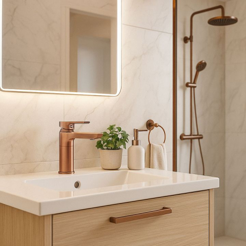 Baterie pentru baie REA ARGUS cupru periat  [3]