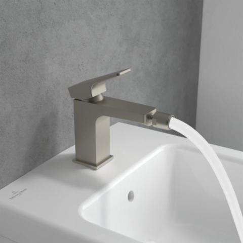 Baterie pentru bideu Villeroy&Boch, Architectura Square, cu ventil cu tijă, brushed nickel [6]