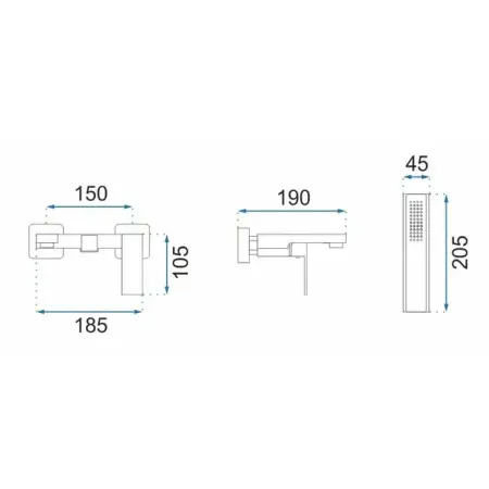 Baterie pentru cada cu set de dus Rea Fenix negru mat [7]