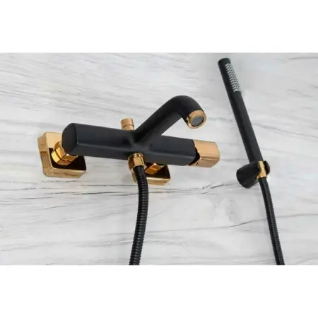 Baterie pentru cada cu set de dus Rea Salto negru - auriu [3]