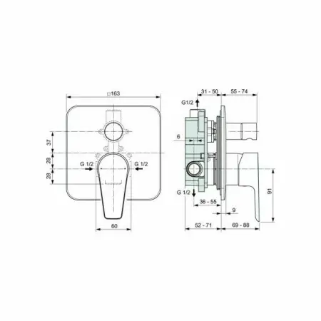 Baterie pentru cada Ideal Standard Cerafine D incastrata [1]