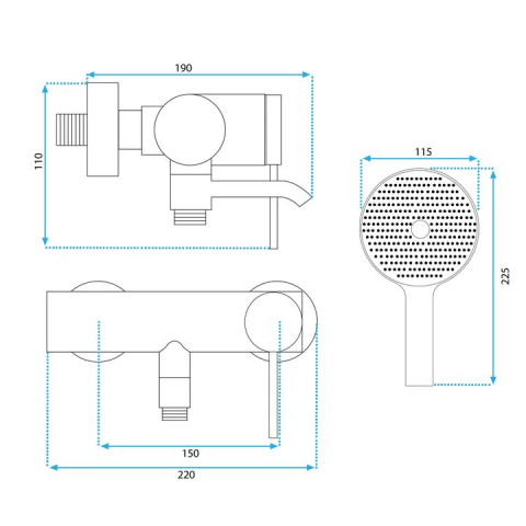 Baterie pentru cadă REA Clif crom periat [5]