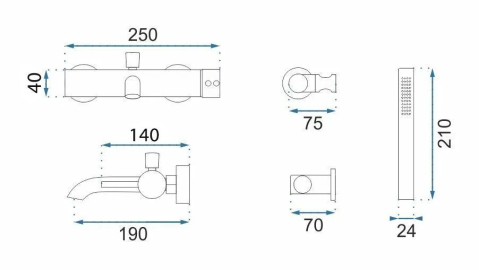 Baterie pentru cada Rea Lungo Grip auriu periat [5]