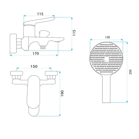 Baterie pentru cadă REA Marco auriu periat [7]