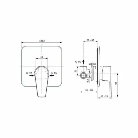 Baterie pentru dus Ideal Standard Cerafine D incastrata [1]
