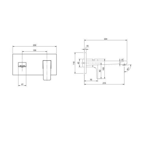 Baterie pentru lavoar incastrata Villeroy&Boch, Architectura Square, cu ventil click clack crom [8]