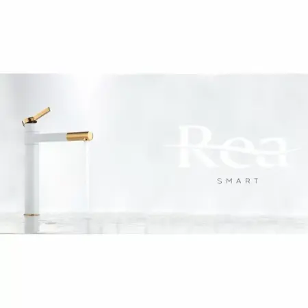 Baterie pentru lavoar pe blat Rea Smart alb auriu [7]