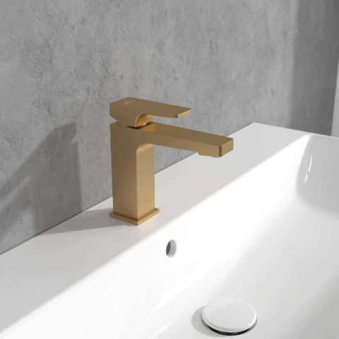 Baterie pentru lavoar Villeroy&Boch, Architectura Square 112, fără ventil , brushed gold [1]