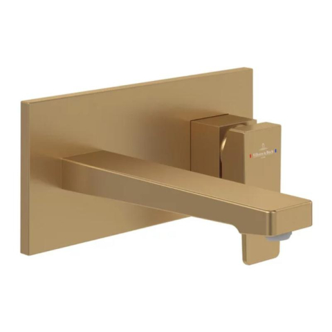 Baterii lavoar - Baterie pentru lavoar Villeroy&Boch, Architectura Square, montaj încastrat, brushed gold