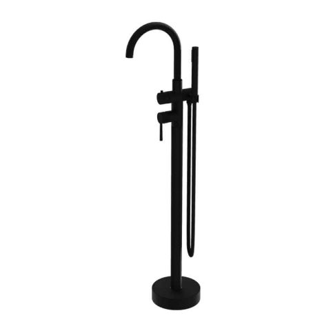 Baterii cada - Baterie stativă de cadă LaVita, Verdi, cu pipă rotunda, set complet duș, negru mat